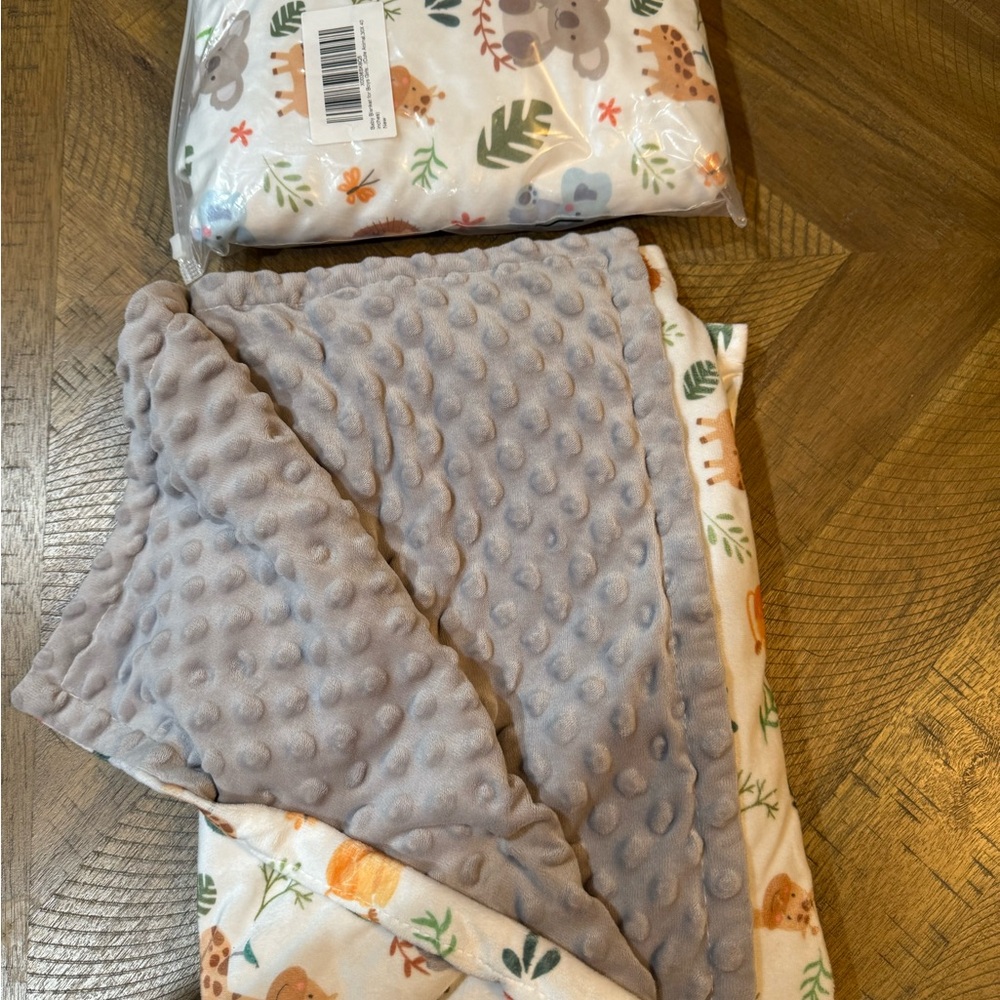 Toddler Baby Blanket with Gray and Multicolor Animal Print Soft And Warm - Picture 3 of 10